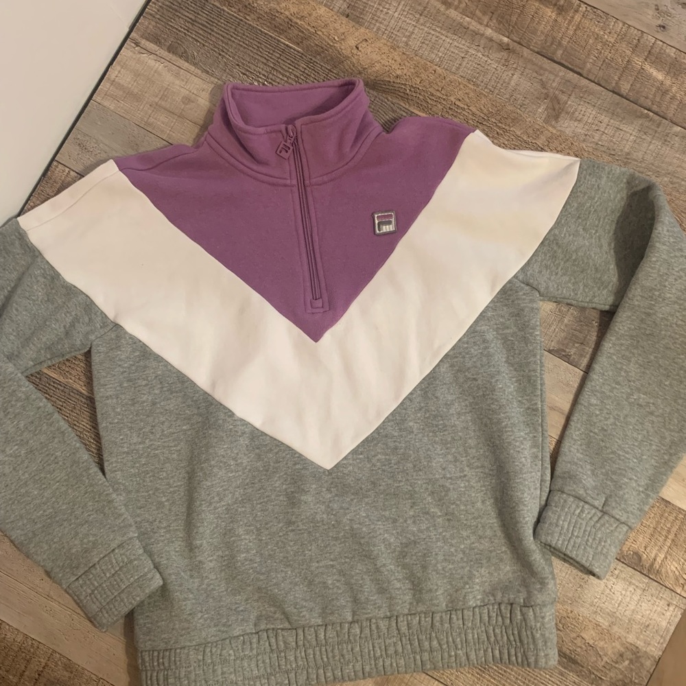 Purple Gray White Fila Zip Swearshit Top Size XS